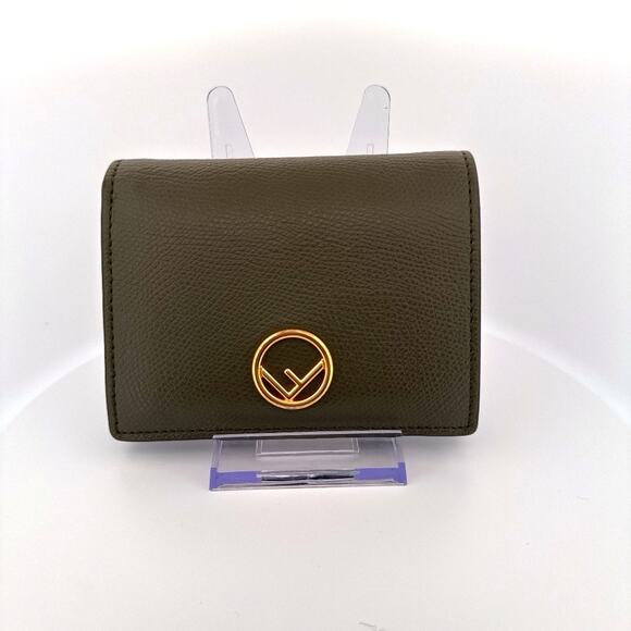 Fendi Compact Bi-Fold Wallet in Olive Green Leather - Picture 1 of 5